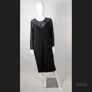 Adrianna Papell Black Chevron Midi